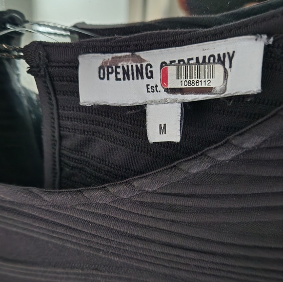 Opening Ceremony Black Lotus peplum flounce hem jacquard stretch midi dress M - Picture 5 of 10